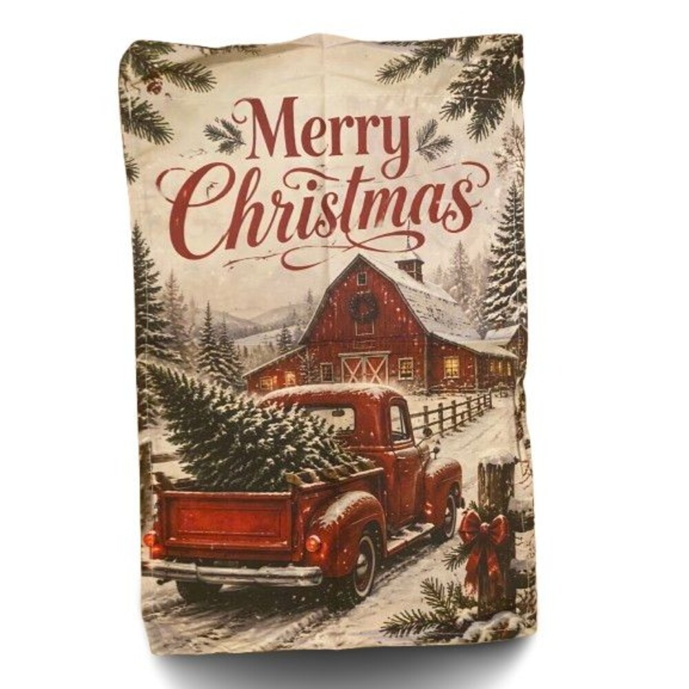 Christmas Garden Flag 12x18in Polyester Merry Christmas Barn truck Double-sided
